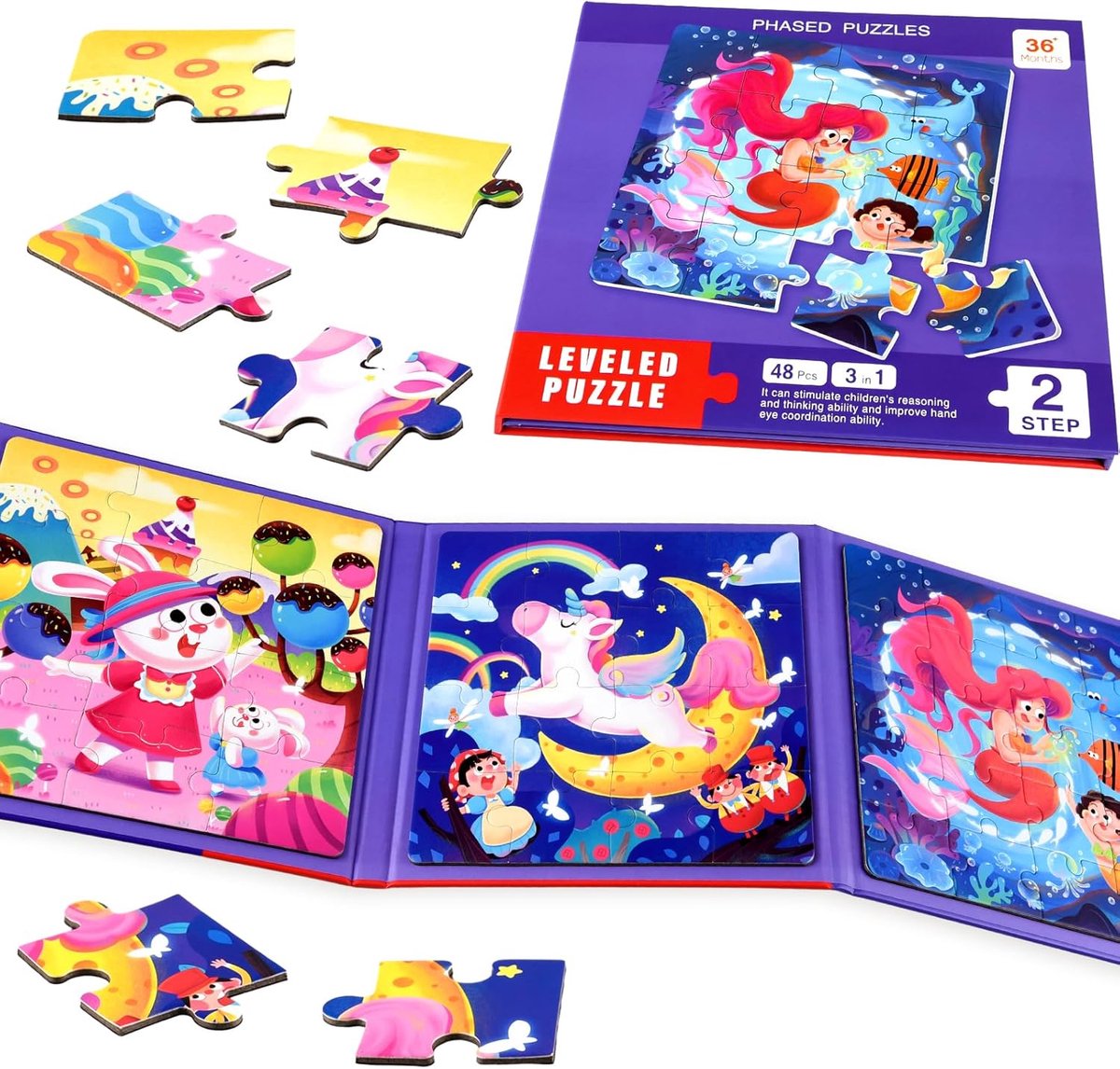SnelShoppen - Magnetische Puzzels voor Kinderen, Educatief Reisspeelgoed, 48 Stuks, Hand-Oogcoördinatie, Probleemoplossend, Leuk voor Auto- en Vliegtu