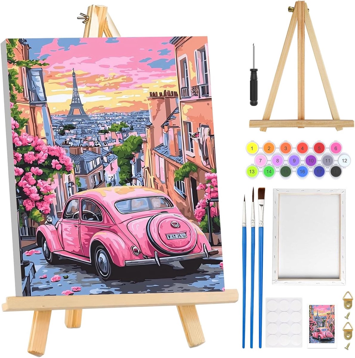 SnelShoppen - Paint by Numbers Set voor Volwassenen - Makkelijk Schilderen met Kader en Easel - Bloemen Schilderen - DIY Olieverf Kit voor Thuisdecora