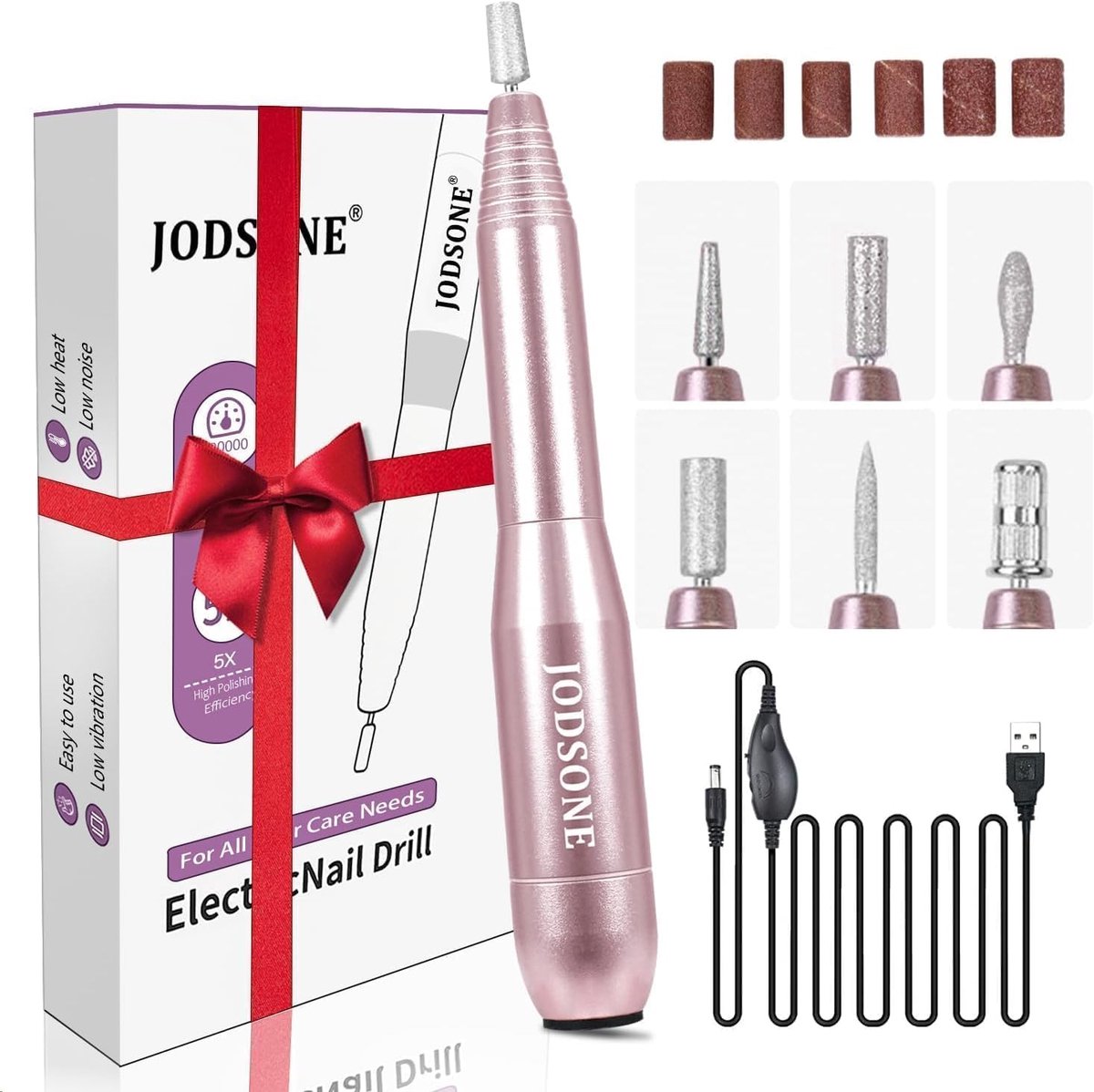 SnelShoppen - Elektrische Nagelfrees 20.000 rpm, 6-in-1 Nageldrill voor Gel Nagels, Draagbaar, Oververhittingsbescherming, Voor Thuisgebruik en Profes