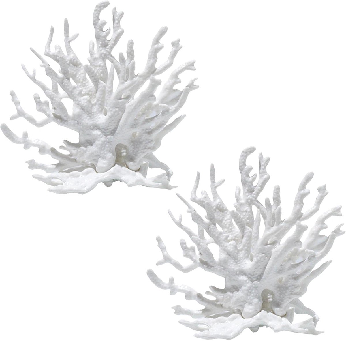 SnelShoppen - 2 stuks Koraaldecoratie voor Aquarium, Kunstkoraal in Wit Design, Duurzaam en Waterdicht, Decoratieve Accessoires voor Kleine en Middelg