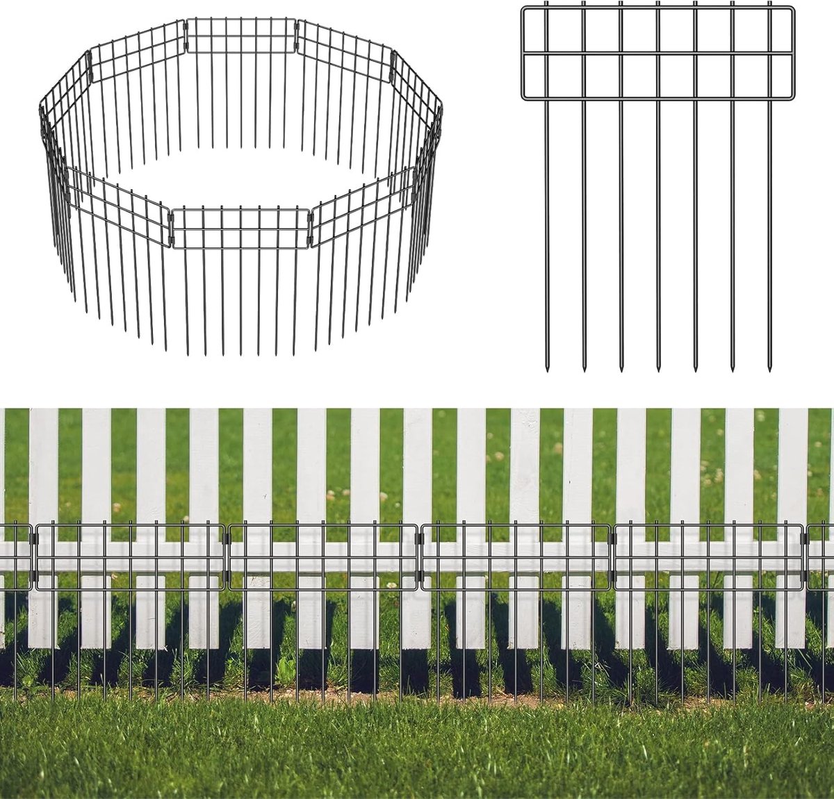 SnelShoppen - Decoratieve Tuinhekje 10 Stuks, Metaal Draad Tuinrand Dier Barrier, Buiten Roestvrij Paneel, Bloembed Rand voor Patio Achtertuin, 42cm (