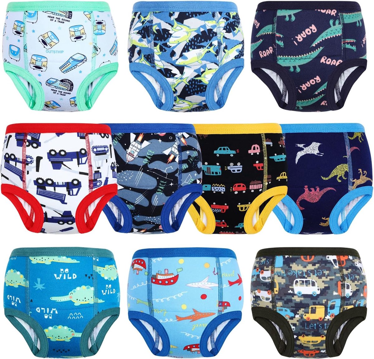 Thijox - MOEMOE BABY Trainingsbroek 10 Stuks Katoenen Potjes Zindelijkheidstraining Onderbroeken voor Jongens en Meisjes Blauw 2 Jaar