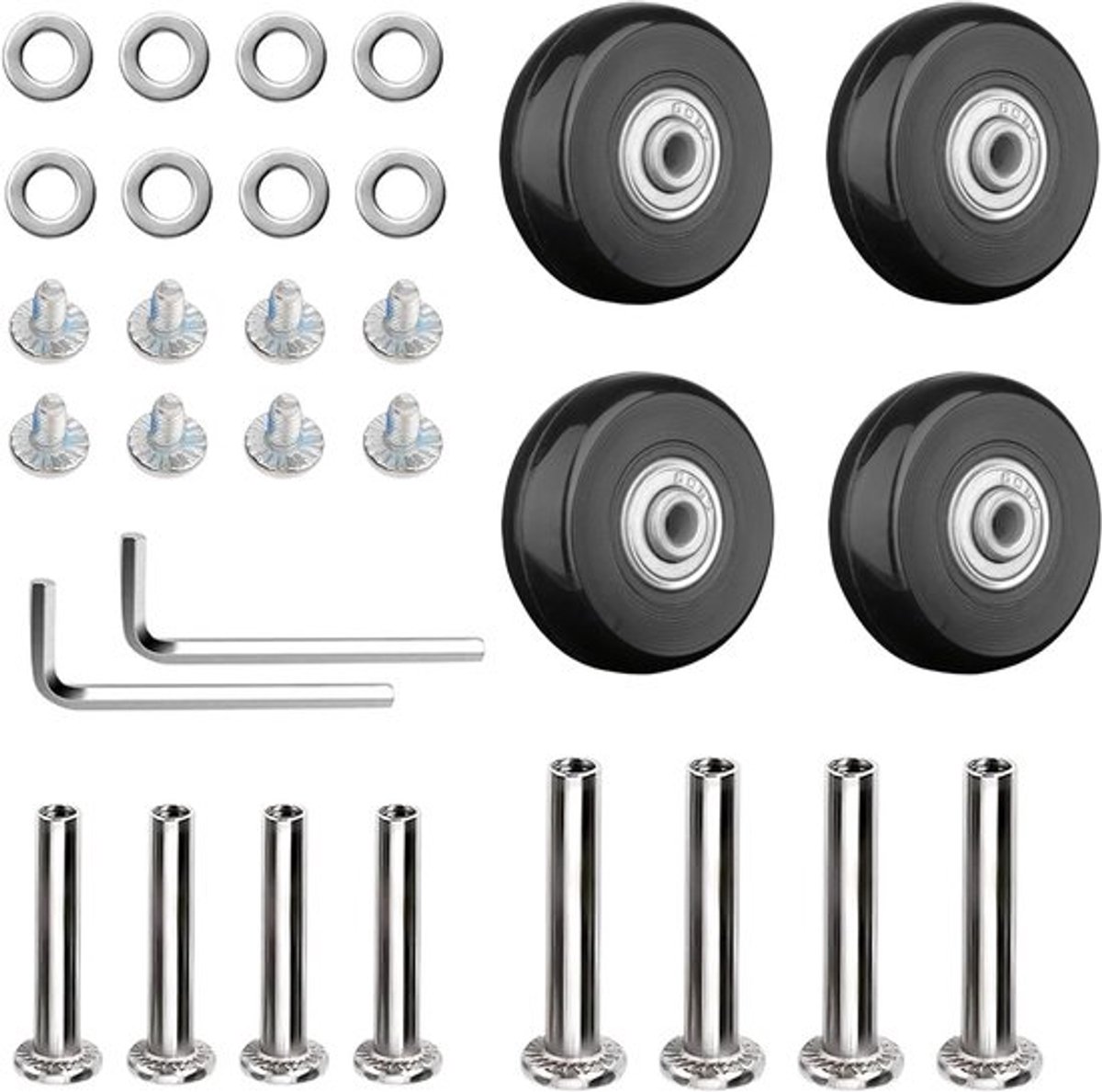 4 stuks koffer reservewielen - vervangende koffer wielen - zwart - 40 x 18mm