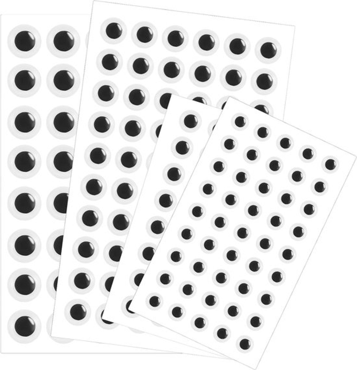 Googly Eyes-stickers, zelfklevende wiebeloogstickers om te knutselen, verschillende maten 8 mm, 10 mm, 12 mm, 15 mm, eenvoudig te verwijderen en op te plakken, stickers voor doe-het-zelf