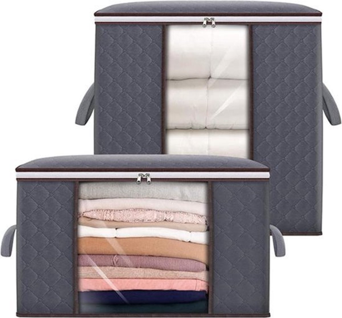 Opvouwbare kledingopslag organizer - set van 2 - voor kleding en beddengoed met deksel .