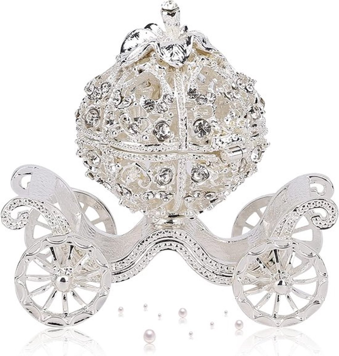 Kristallen Pompoen Transport Trinket Box, Versierde Verzamelfiguur Uniek Cadeau om de Ring Sieraden Box Metaal Ambachten Cadeau Tafel Decoratie