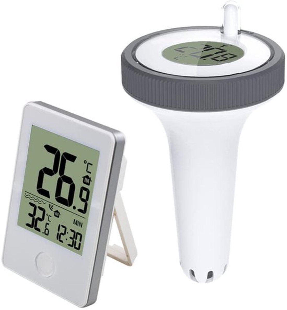 Zwembadthermometer - Water Temperatuur Meter - Zwembad Beheer - Draadloos Afleesbaar - N.v.t. - Wit Grijs