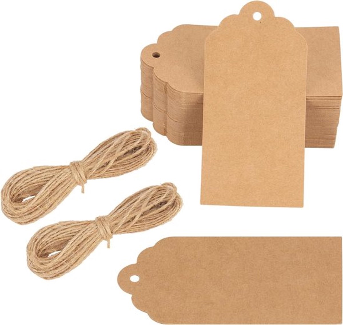 - Cadeaulabels - Karton - Rechthoekig - Kraftpapier - Beschrijfbaar - Hanglabels - DIY - Knutsel - Geschikt voor alle gelegenheden - Kraft - 100 stuks - 10 x 5 cm
