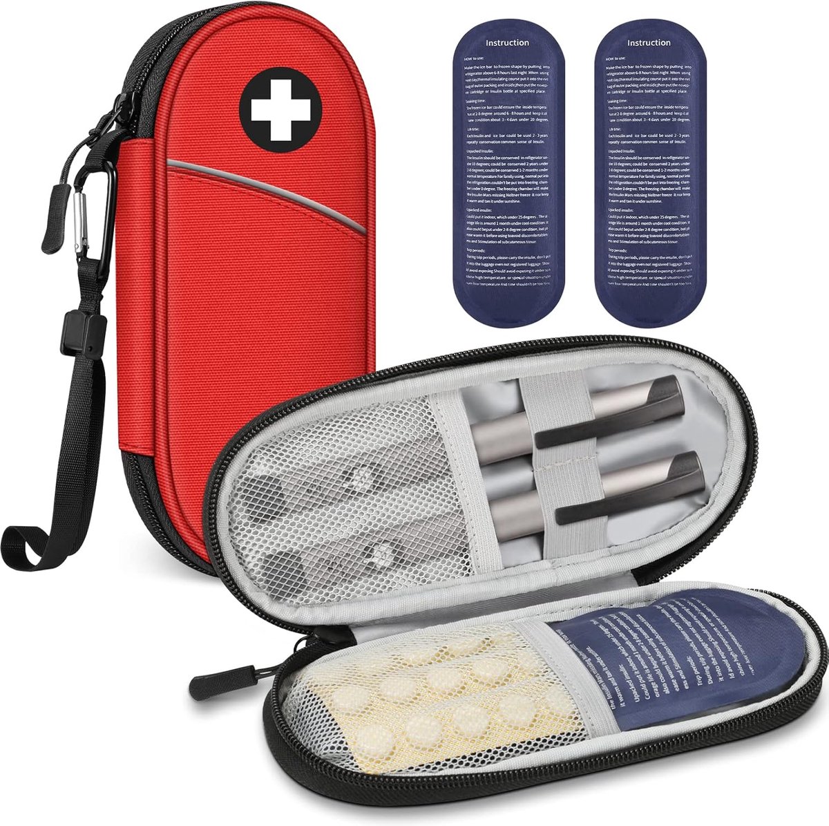 Thijox - MEDMAX Insuline Koeltas met 2 Koelaccu's - Waterafstotende Geïsoleerde Medicijntas voor Diabetiker Accessoires en Insuline Pen - Draagbare Ro