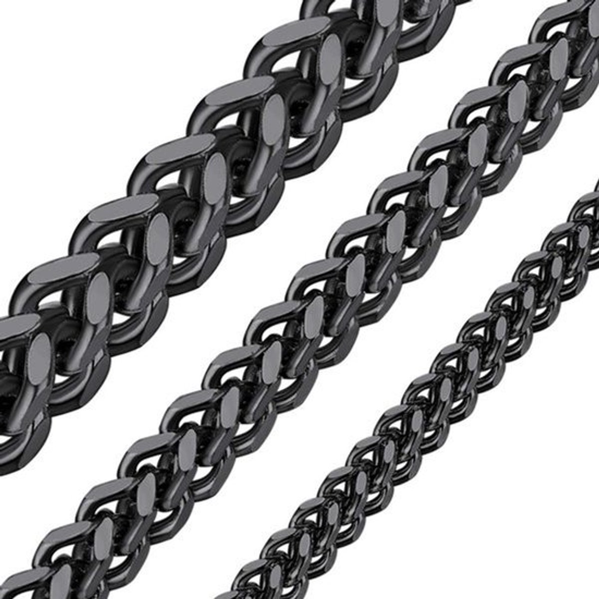 Franco Ketting 3mm Zwart RVS Voor Mannen - Biker Punk Stijl 20 Inch