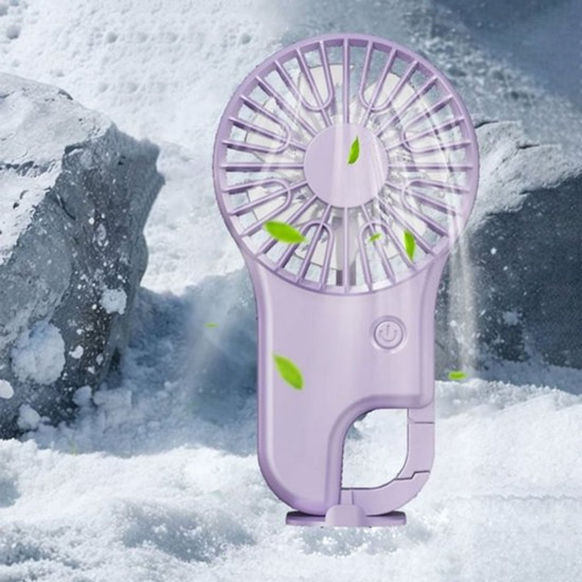 Mini Ventilator - Met Karabijnhaak - USB Oplaadbaar - 3 Snelheden - Stille Werking - 800mAh Batterij - Draagbaar en Lichtgewicht - Voor Outdoor en Reizen - Paars