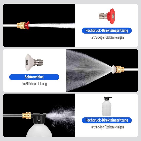 SnelShoppen - Draadloze Hogedrukreiniger 60 Bar, 300 W, Accu, Draagbaar Sproeiwaterpistool met 2x1500 mAh Accu's, Verstelbare Sproeimond, 5 m Slang vo van Snelshoppen — afbeelding 2