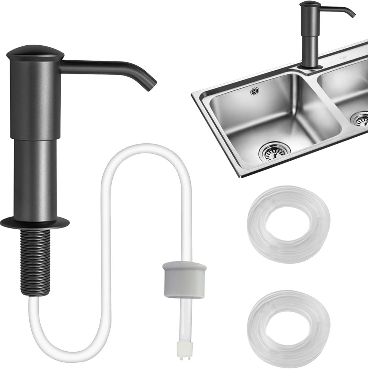 SnelShoppen - Afwasmiddel Dispenser 360° Roterend - Gootsteen Lotion Pomp Dispenser voor Keuken, Badkamer, Vaatwasser, Douche, Wasruimte, Ijdelheid -