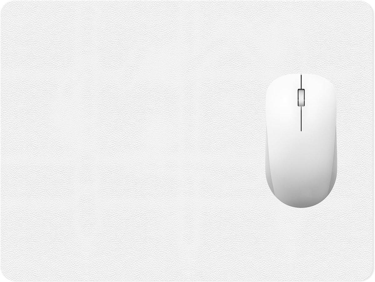 SnelShoppen - Witte Leren Muismat 26x21 cm, Waterdicht, Ergonomisch, Antislip Onderkant, Litchi Textuur, Perfect voor Kantoor en Gaming