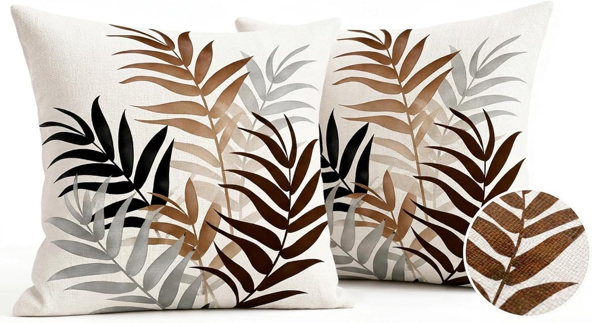 SnelShoppen - Weerbestendige Outdoor Kussenhoezen 45 x 45 cm, Set van 2, Dubbelzijdig Patroon, Modern Linnen, Decoratief voor Bank, Tuin, Balkon, Zome