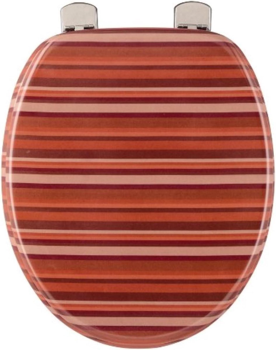 WC-bril decor - Toiletbril hout - Badkamer vernieuwen - Metalen scharnier - D-vorm - Terracotta