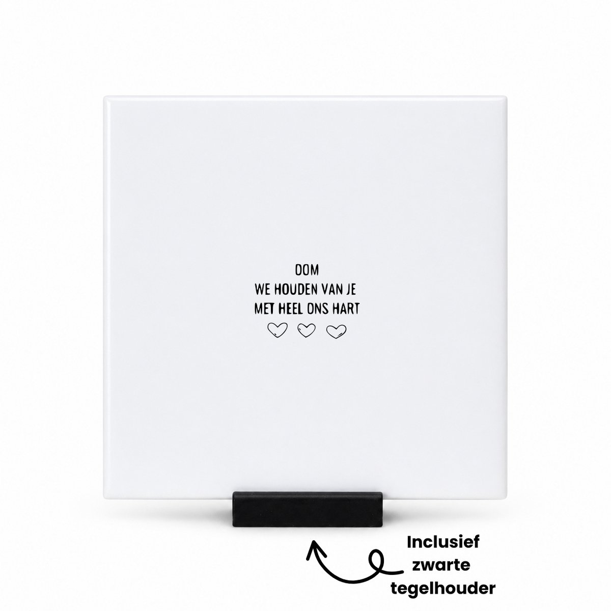 Hacebo oom we houden van je met heel ons hart tegeltje met tegelhouder - de liefste oom - tegeltjes met tekst - cadeautje - verjaardagscadeau - verjaardag - cadeau voor oom - cadeau - kado - geschenk - gift - spreuktegels - 10.8x10.8 CM Wit