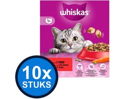 10x Whiskas - 1+ droog adult rund 800gr - Kattenvoer - 800 g