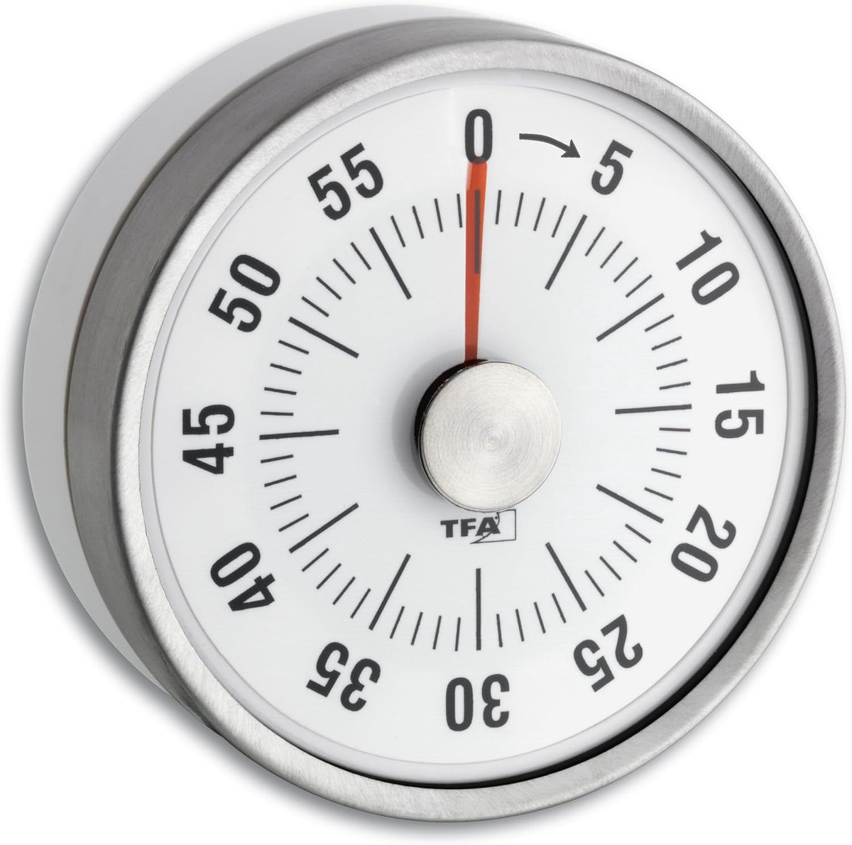 SnelShoppen - Keuken Timer Magnetisch PUCK, Mechanisch, 0-60 min, Wit/Zilver, Tijdklok voor Koken, Sport, Studie, Eitjes, Compact