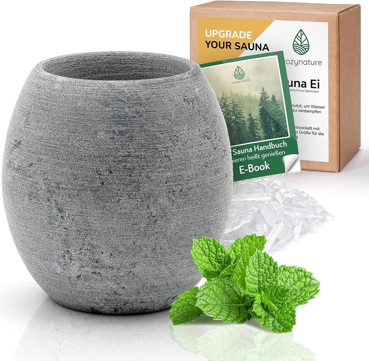 SnelShoppen - CozyNature sauna ei van natuurlijke soapstone | sauna accessoires | hittebestendige aroma schaal voor ontspannende sauna infusies | 100%
