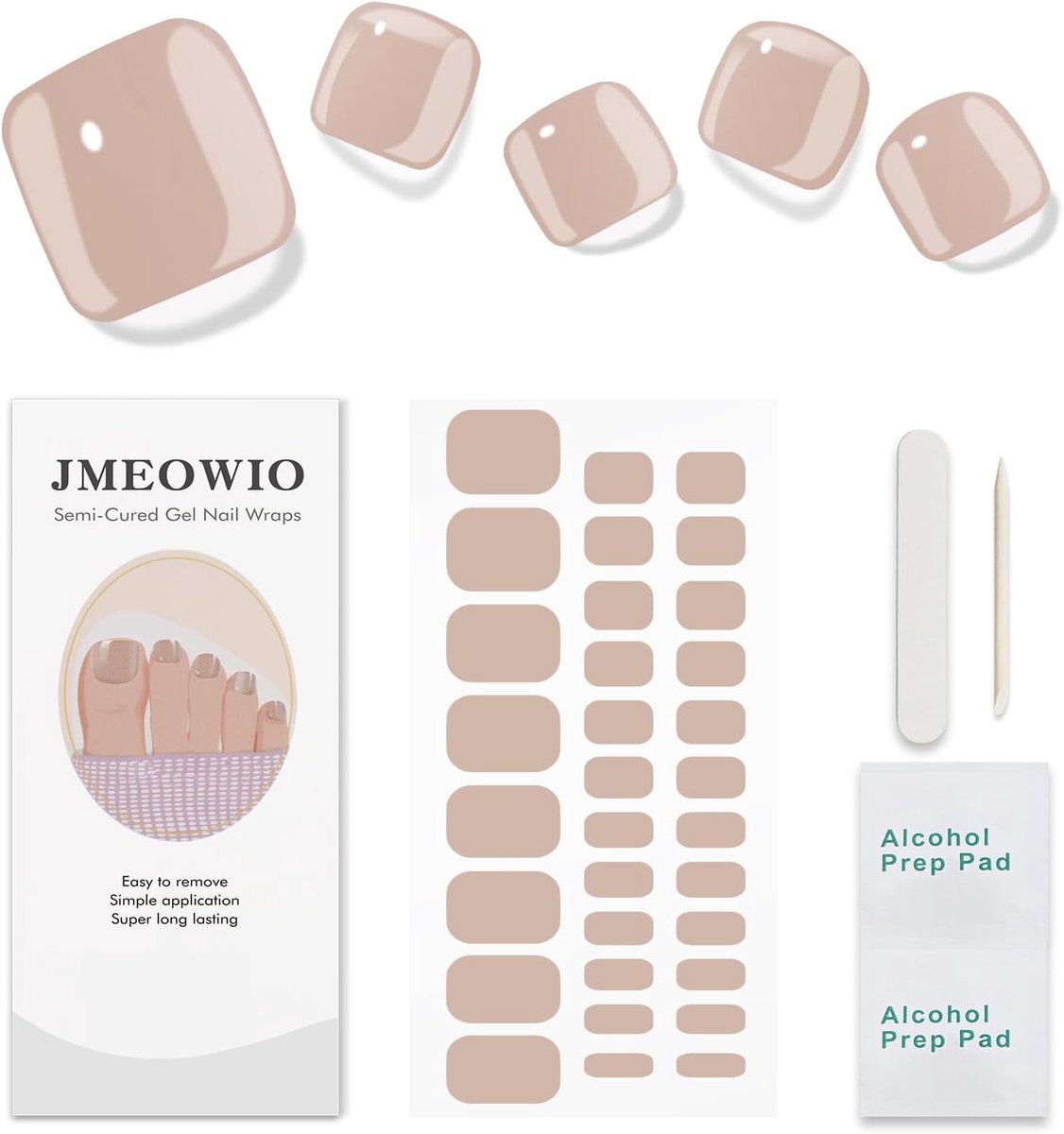 SnelShoppen - Cream Coffee Toenail Nail Foil UV Gel Sticker Set - 32 Zelfklevende Nagelstickers - Duurzaam en Veilig - Perfect voor Feest en Dagelijks