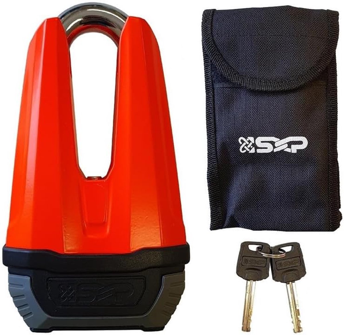 SnelShoppen - Compacte 13mm Schijfremslot met Alarm ART4 - Oranje, Veiligheidsoplossing voor Fietsen, Motoren, Scooters, Duurzaam en Betrouwbaar