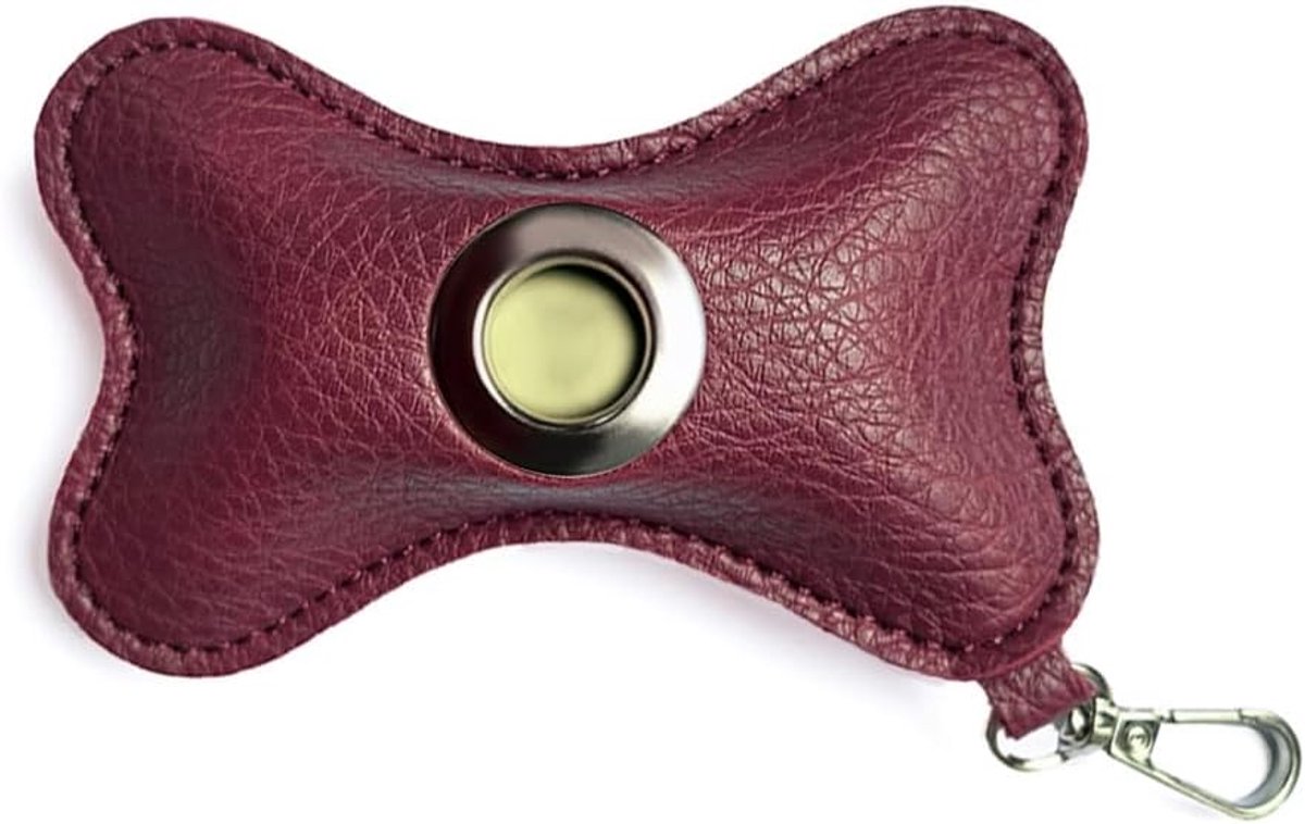 SnelShoppen - Dog Poop Bag Holder - Luxe PU Leer Poepzakjes Dispenser met Karabijnhaak - Handig voor Wandelen, Buiten, Reizen - Geschikt voor Honden H