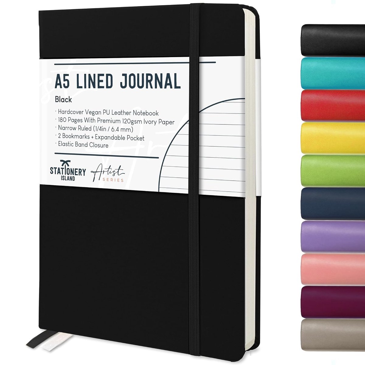 SnelShoppen - A5 Vierkant Notitieboek - Zwart Hardcover Dagboek - Gelijnd Notitieboek - 180 Pagina's Journal - Premium 120gsm Papier - Binnenzak - Hoo