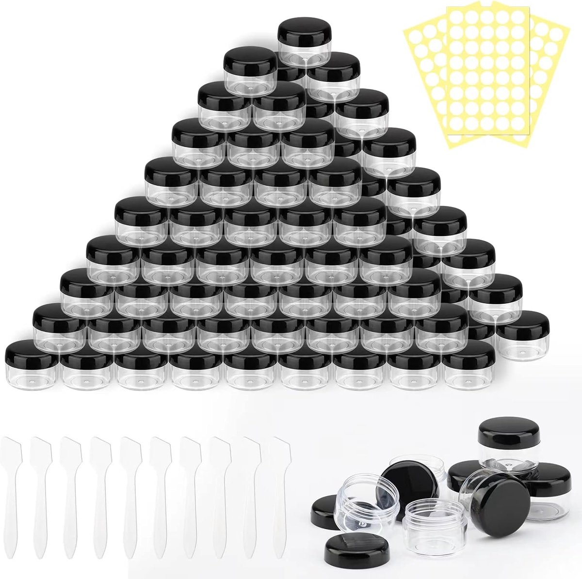 SnelShoppen - Pack van 100 Lege Potjes 5 ml Transparant Glazen Cosmetica Flesjes met Schroefdop, Ideaal voor Lip Balm, Lotion, Reizen, Hobby's
