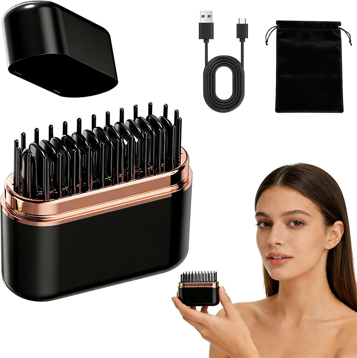 SnelShoppen - Draadloze Mini Haarstijlset - Oplaadbare Haar- en Baardstyler - Snelle Verwarming in 10 Seconden - Handige Reisformaat - Perfect voor Fe