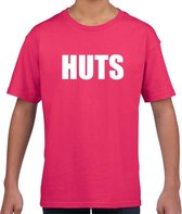 HUTS tekst t-shirt roze kids XS (110-116)