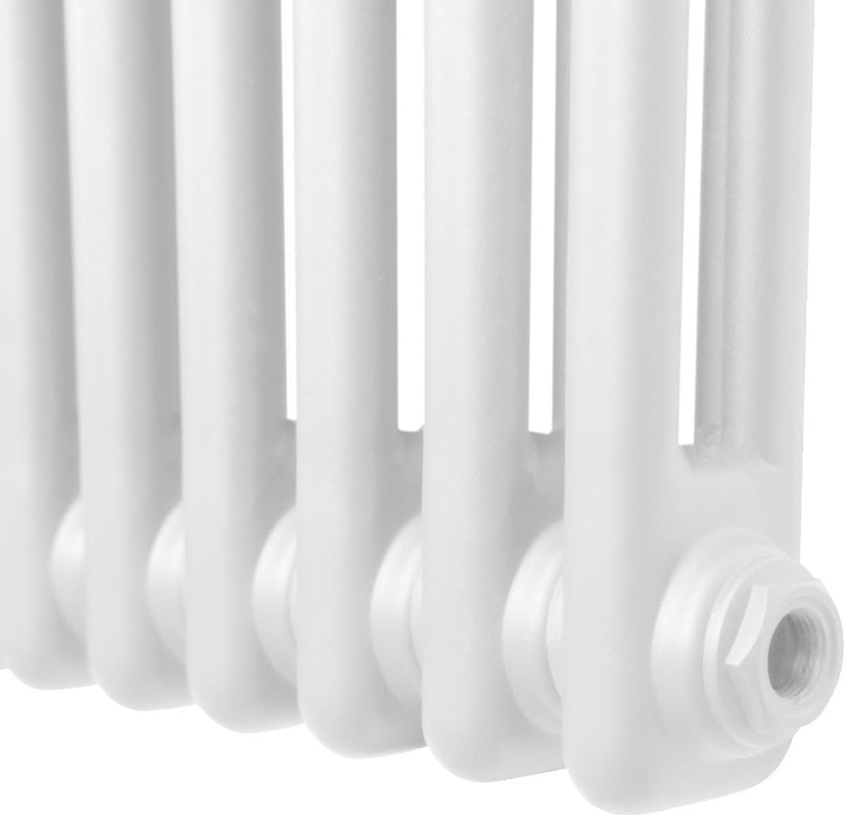 SnelShoppen - Traditionele 2 Kolom Radiator 1800mm x 382mm Verticaal - Hoogwaardige Carbon Staal - Glossy Wit - Modern Voor Woonkamer & Badkamer