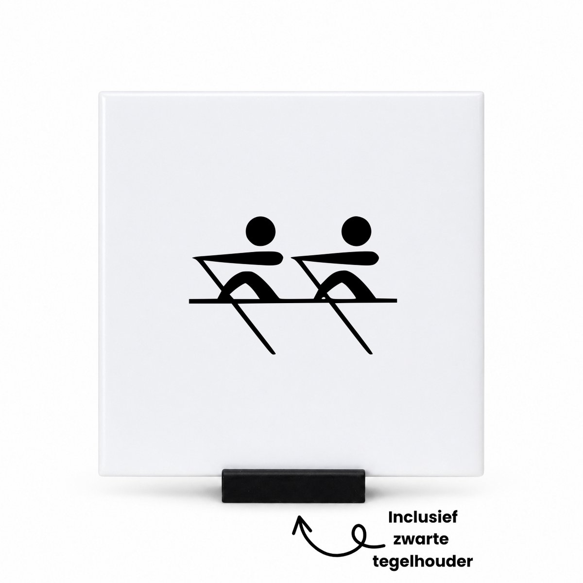 Hacebo Roeien tegeltje met tegelhouder - Roeien - Voor de beste sporter - tegeltjes met tekst - hobby - sporten - roeiers - spreuktegels - 10.8x10.8 CM Wit