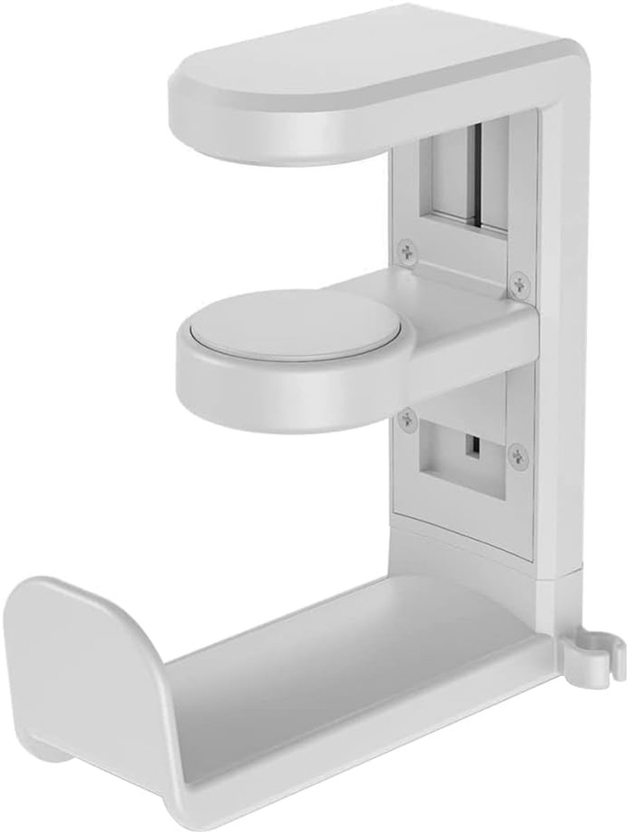 SnelShoppen - Headphone Bottom Desk Stand, Gaming Headset Hanger met 360 Graden Verstelbare Rotatie, Onderbureau Bevestiging, Niet-Slip Rubber Kussens