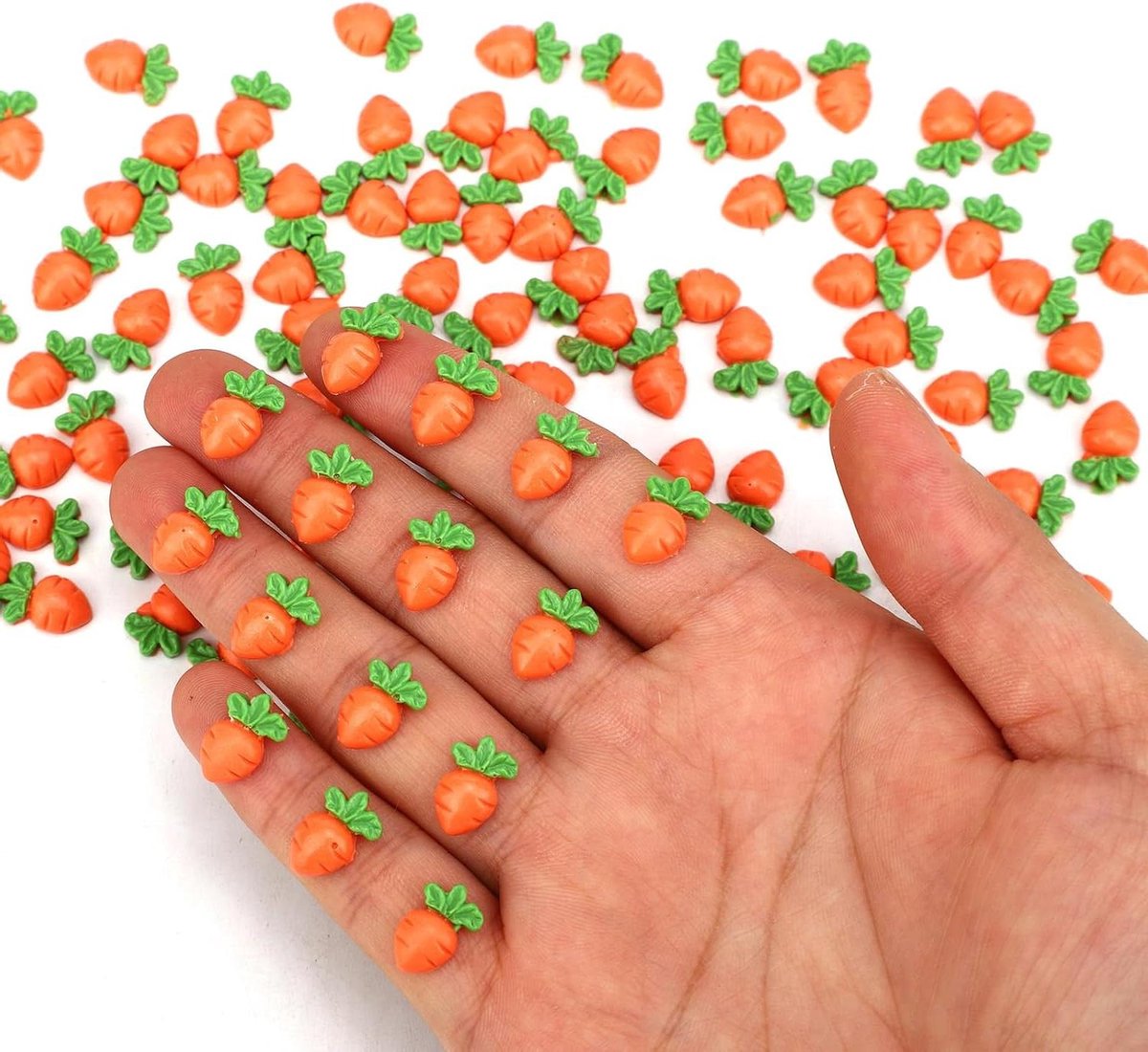 Mini Worteltjes - Paas Decoratie - Huis Knutselen - Realistische Textuur - 210 Stuks - Oranje Groen