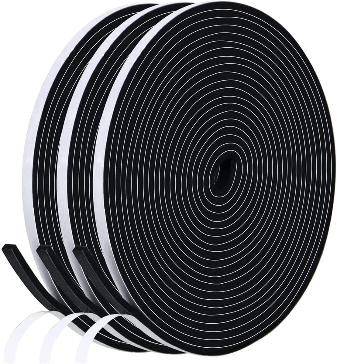 SnelShoppen - Zelfklevende Sealing Tape voor Deuren en Ramen, 6mm x 3mm/18m, Foam Tape, Rubber Seal, Tegen Koude Tocht, Geluiddemping, Waterdicht, Sto