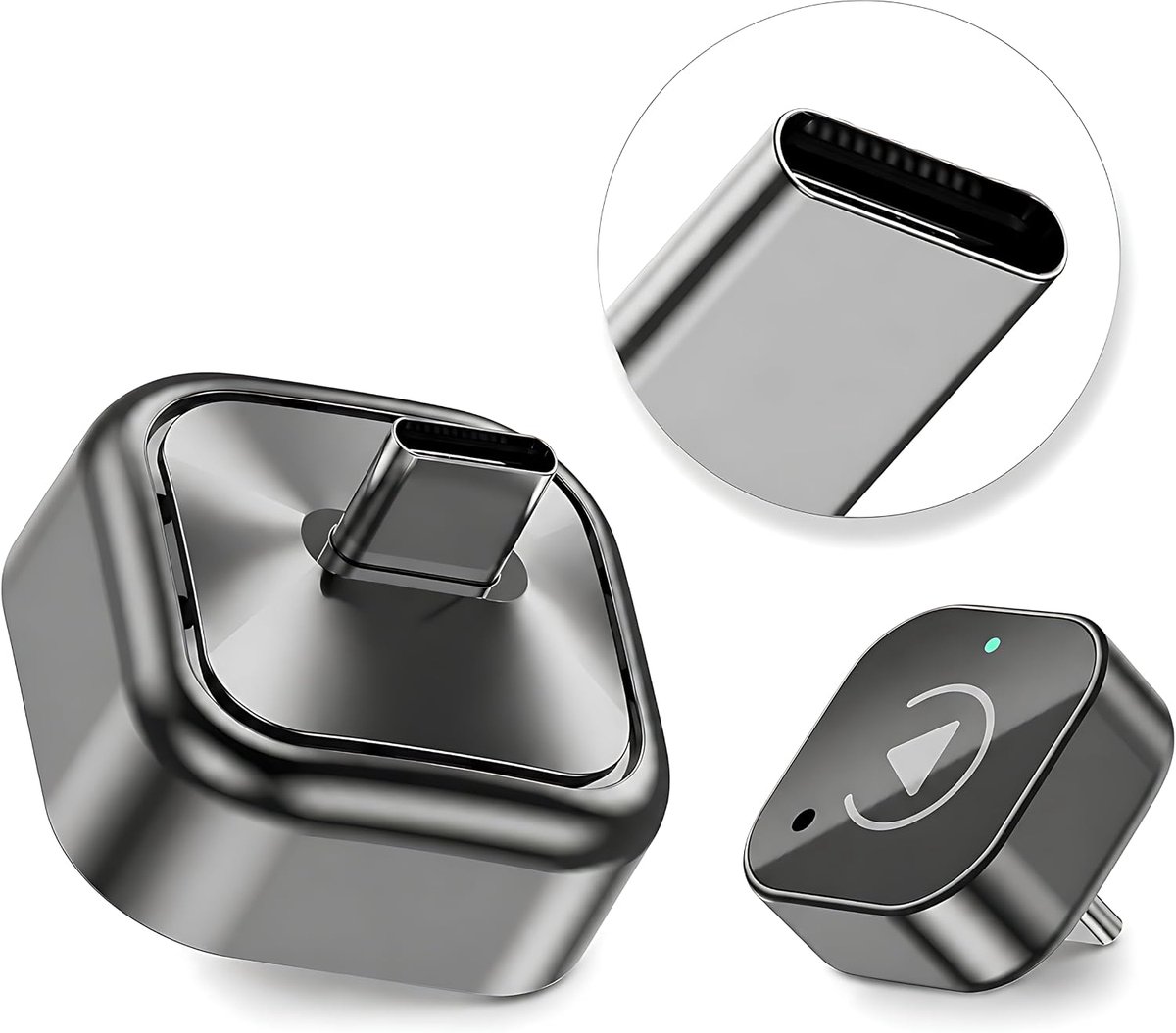 SnelShoppen - 2-in-1 Wireless CarPlay & Android Car Adapter, Native USB-C, Plug & Play, WiFi 6, BT 5.4, Lag-Free Dongle voor Auto's vanaf 2016