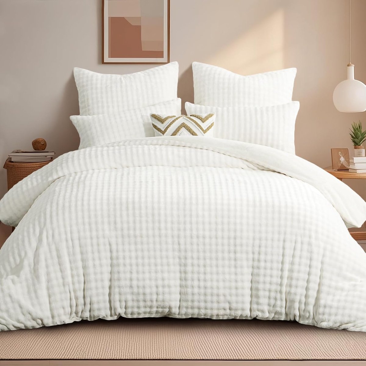 SnelShoppen - Luxe Winter Plush Dekbedovertrek Set 200x200 cm - Warm Fluffy Fleece met 2 Kussenslopen 80x80 cm - Reversible, Zip Sluiting, Perfect voo