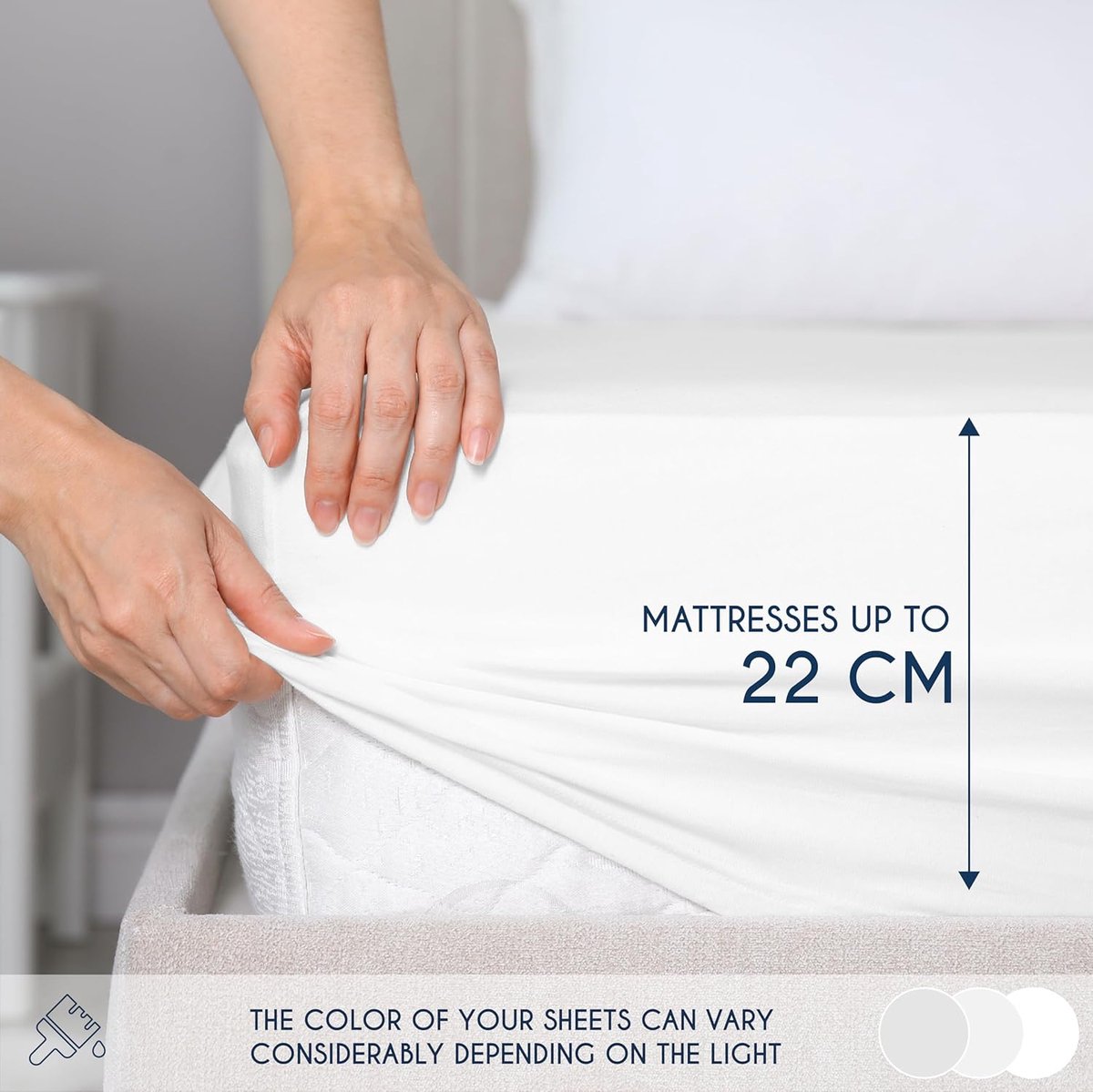 SnelShoppen - Jersey Katoenen Fitted Sheet Wit 140x200x22 cm - Ademend, Zacht, OEKO TEX Gecertificeerd, Volledige Elastiek, Perfect voor Volwassenen