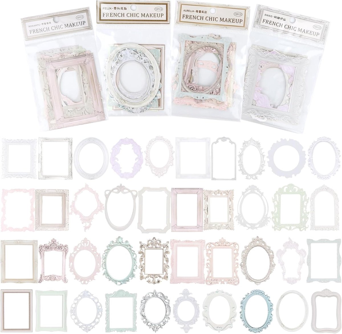 SnelShoppen - Lace Frame Scrapbook 40 Vel Vintage Holle Geembosserd Foto Frame Materiaal Non-adhesieve Scrapbook Accessoires Papier voor DIY Decoratie