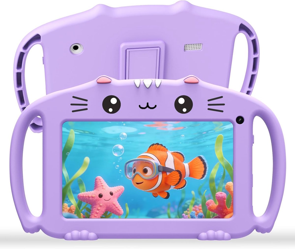 SnelShoppen - Kids Tablet 7 Inch - Android Tablet met WiFi Bluetooth - Quad Core 2GB RAM 32GB Opslag - Kindvriendelijke Silicone Hoes - Voor Kinderen