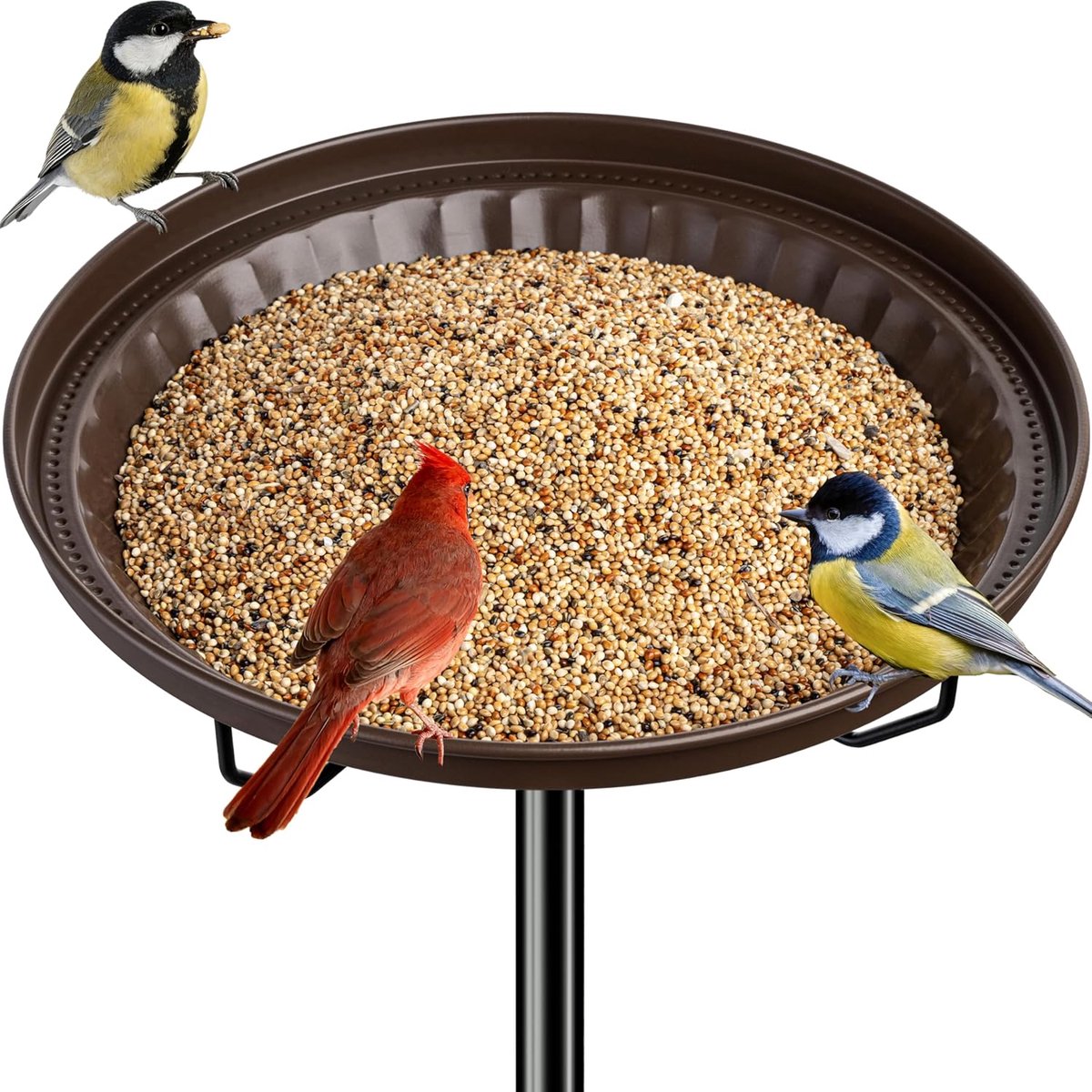 SnelShoppen - Staande Vogelvoeder met Bronzen Afwerking, Metaal, Perfect voor Tuin en Balkon, Pack van 1, Vogelvoederhuisje voor Tuinliefhebbers