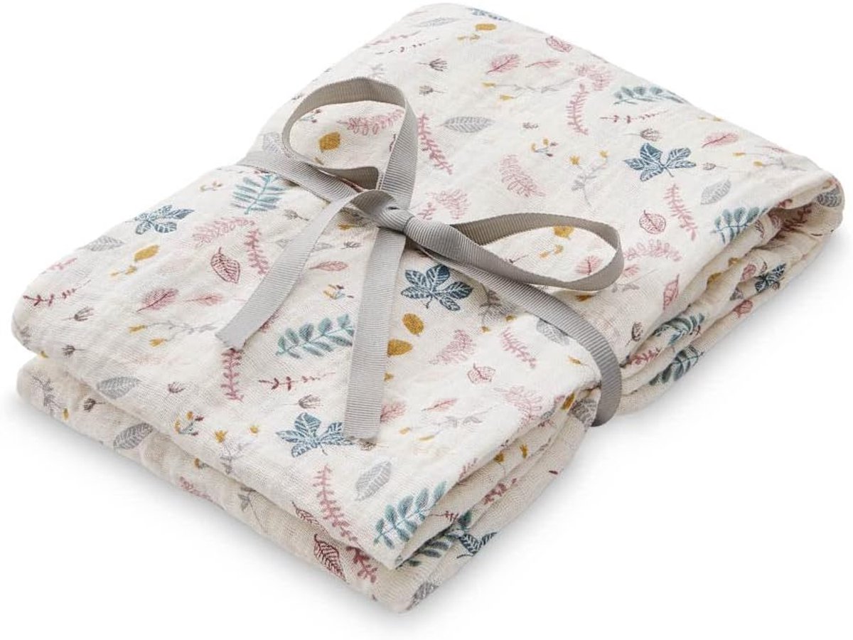 SnelShoppen - XL Muslin Doeken met Print - Muslin Cloths - Geperste Bladeren Roze - Zacht Katoen voor Kinderen, Baby, Feest, Keuken, Kamperen - Duurza