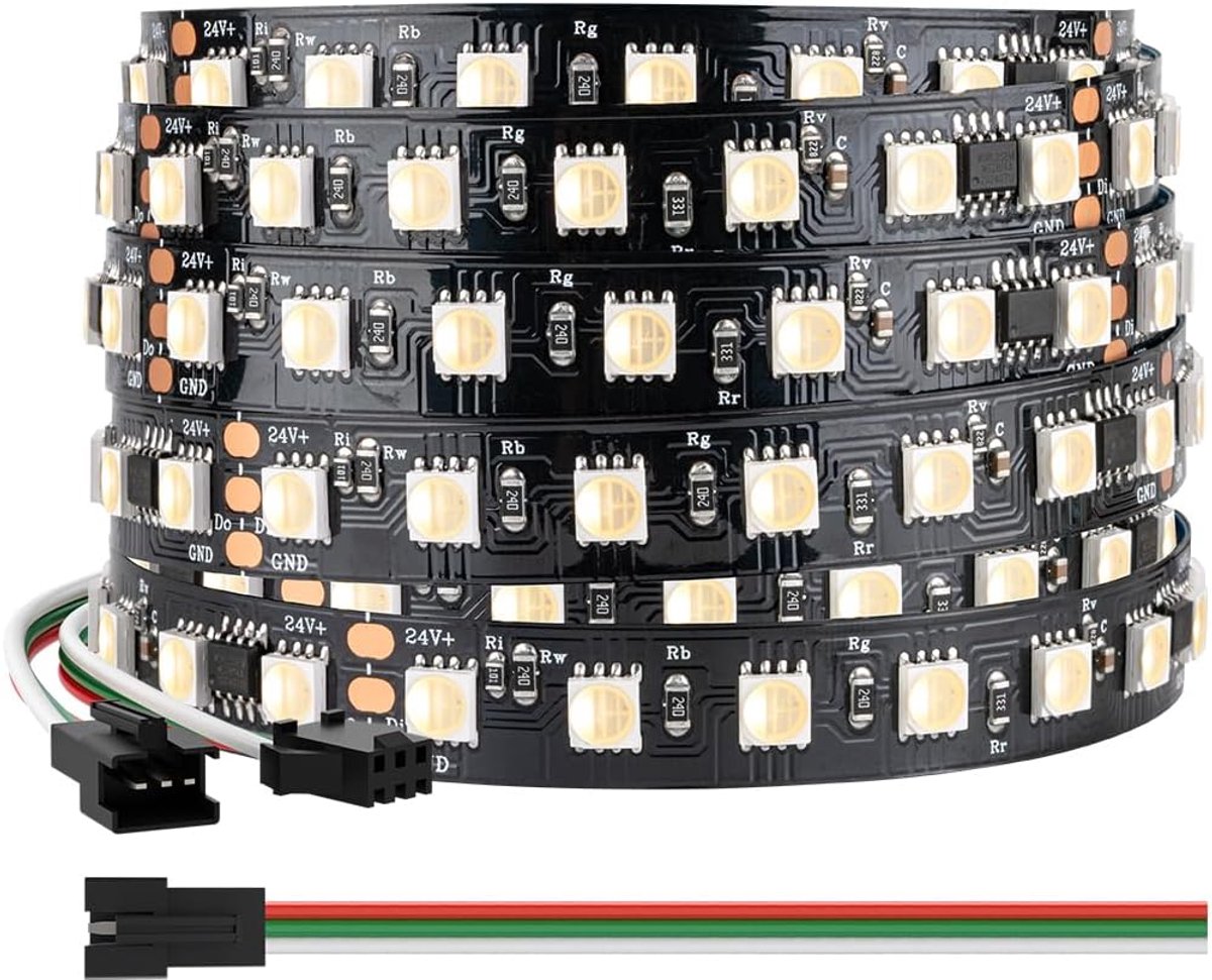 SnelShoppen - RGBW 4-in-1 Adressable LED Strip 5050SMD 5m met 84 LEDs/m - DC 24V - Zwarte PCB - IP30 - Voor Binnen Decoratie - Feestverlichting