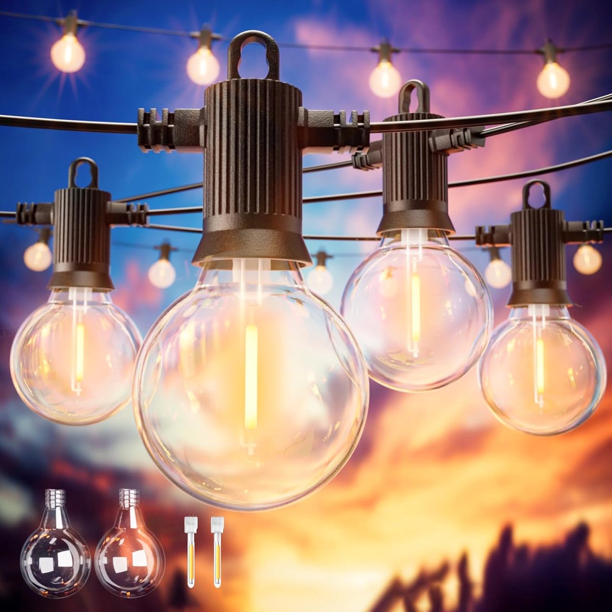 Thijox - G40 Globe Lichtketting Buiten 15 Meter met 20+2 Dimbare Onbreekbare LED-lampen, Waterdicht IP65 voor Tuin, Feest, Bruiloft en Kerstmis