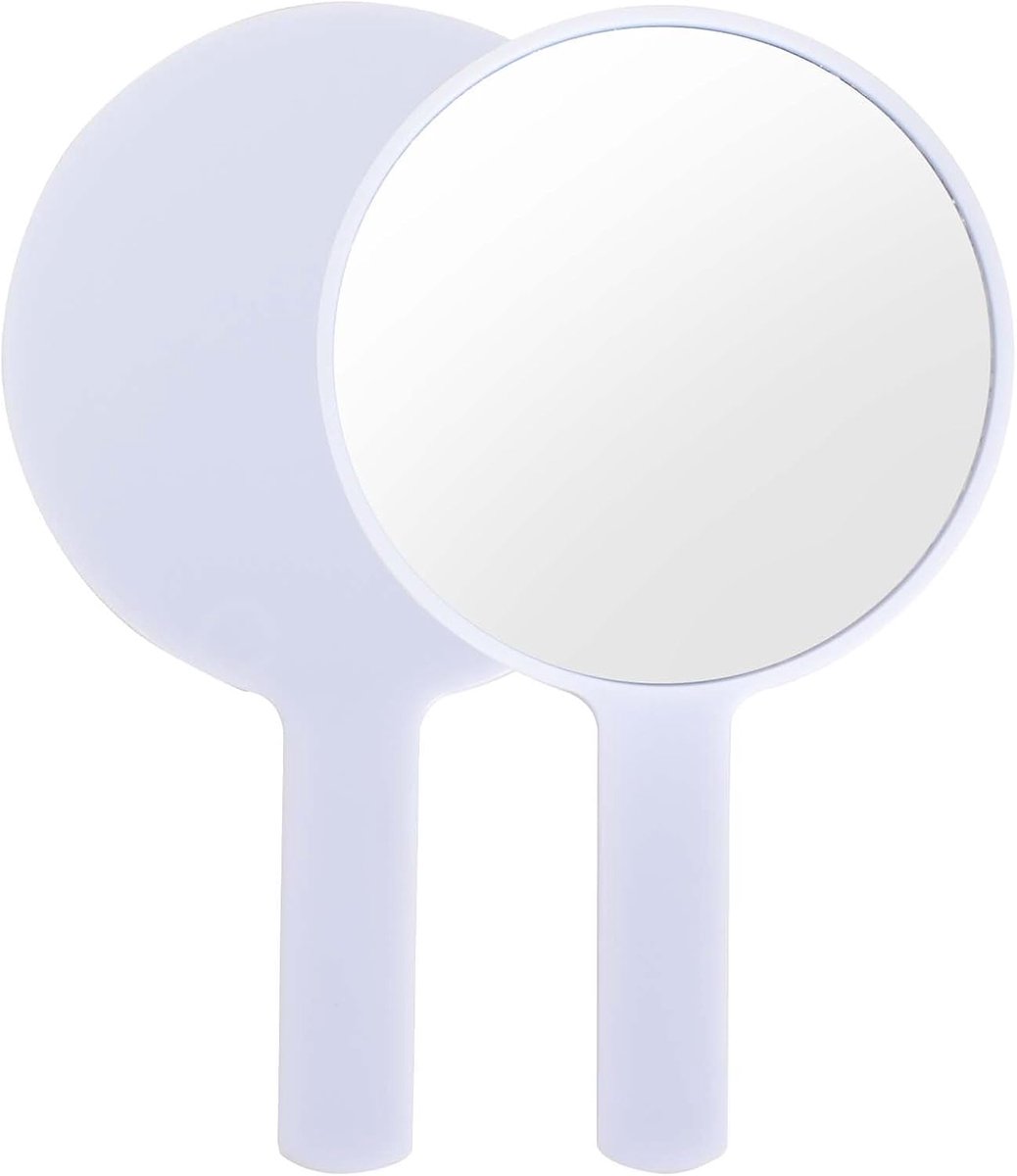 SnelShoppen - Hand Makeup Mirror 10 cm Rond met Handvat, Draagbare Reismirror, Professionele Make-up Spiegel voor Kantoor, Make-up Tafel, Camping en F