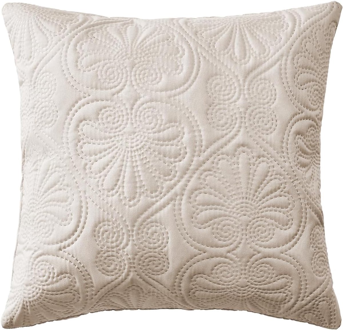 SnelShoppen - Decoratieve Kussenhoes 45x45 cm, Moderne Woonkamer, Geborduurd Patroon, Crème, Perfect voor Slaapkamer en Woonkamer, 1 Stuk