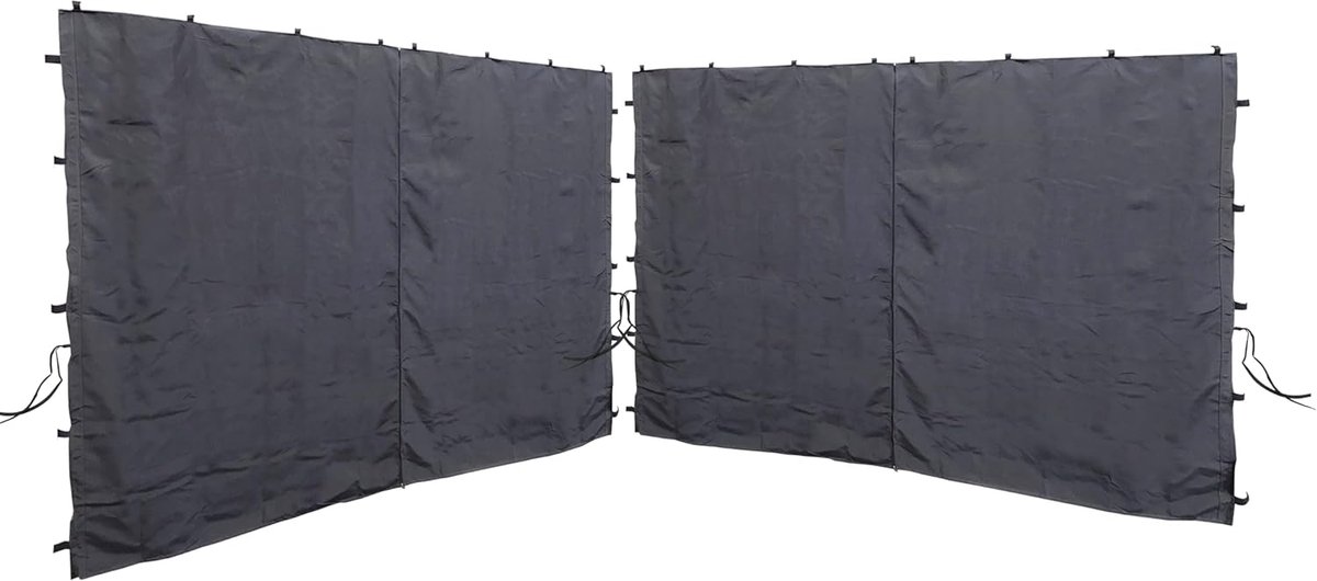 SnelShoppen - 2 Zijkanten voor Paviljoen 3x3m - Waterdichte Sidewalls Anthraciet RAL 7012 - 300x197cm Polyester - Ideaal voor Tuin, Feest, Camping