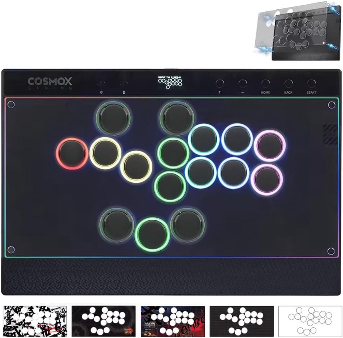 SnelShoppen - Haute42 C16 Leverless Arcade Controller met Magnetisch Afneembaar Paneel, RGB-Tastenringen, Turnier-Sperrschalter voor Switch 2/Switch/P