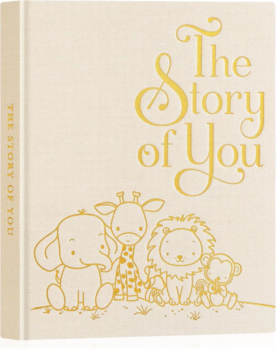 SnelShoppen - Baby Memory Book voor Jongens en Meisjes - Het Verhaal van Jou, Baby Foto Album voor Nieuwe Ouders, Linnen Kaft, Eerste 5 Jaren Mijlpale